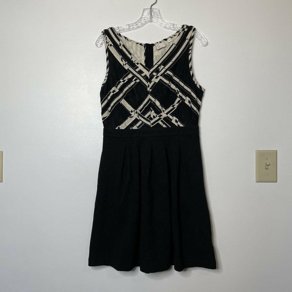 Postmark Anthropologie Black Cream Nautical Dress